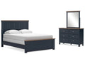 Landocken Brown/Blue Queen Panel Bed, Dresser and Mirror