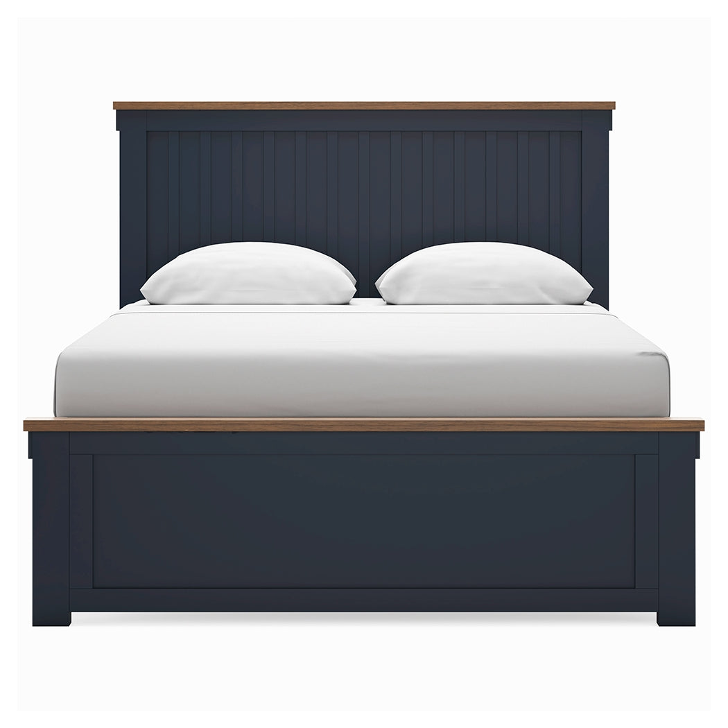 Landocken Brown/Blue Queen Panel Bed