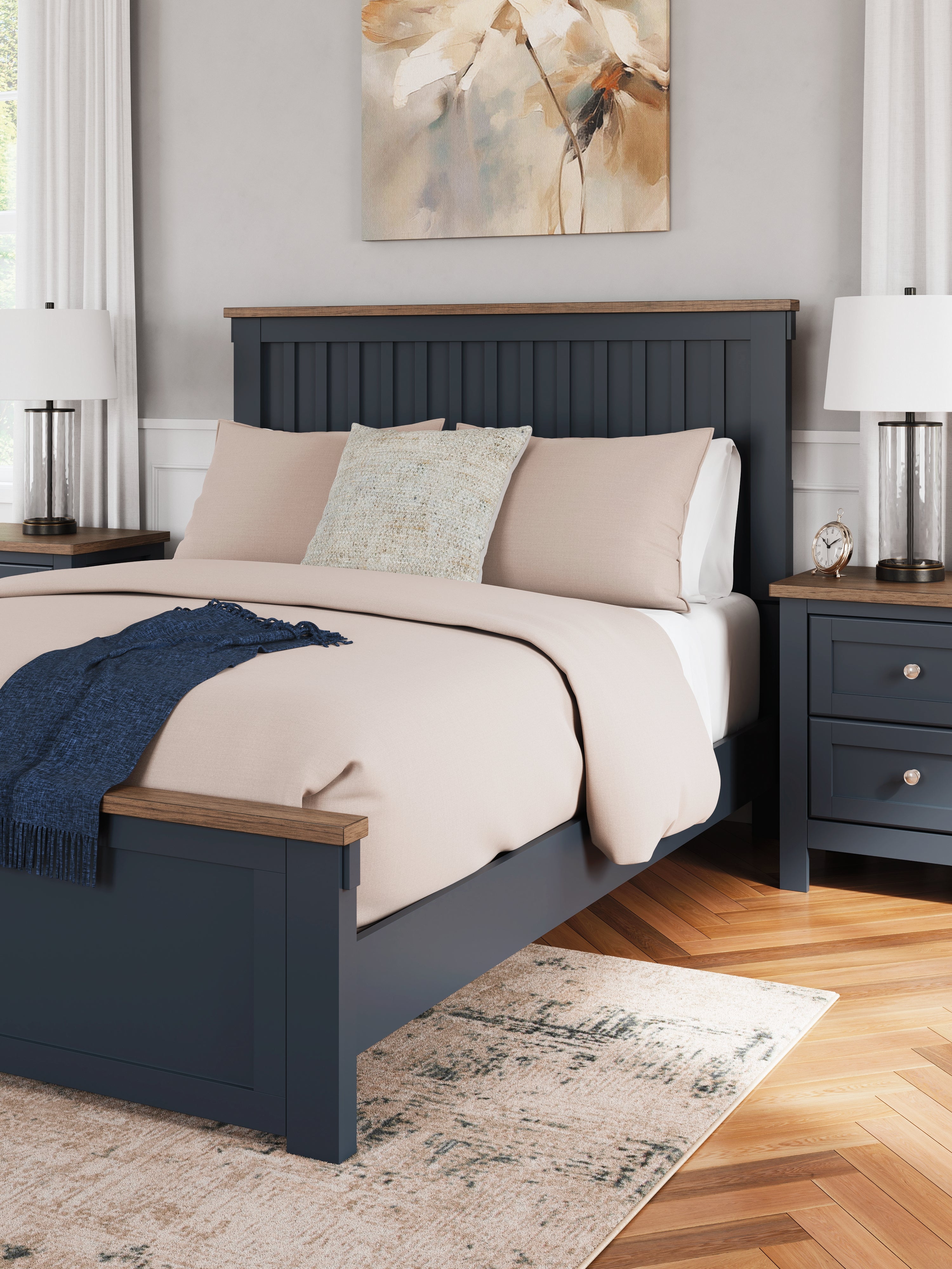 Landocken Brown/Blue Queen Panel Bed