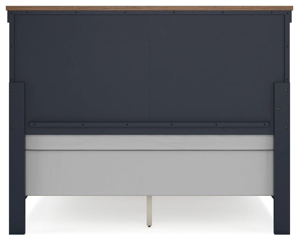 Landocken Brown/Blue Queen Panel Headboard & Dresser & Mirror