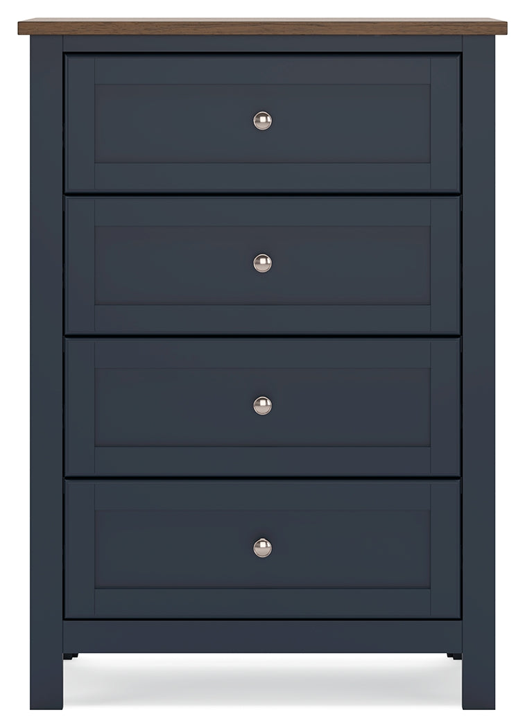 Landocken Brown/Blue Twin Panel Bedroom Set with Chest and Nightstand