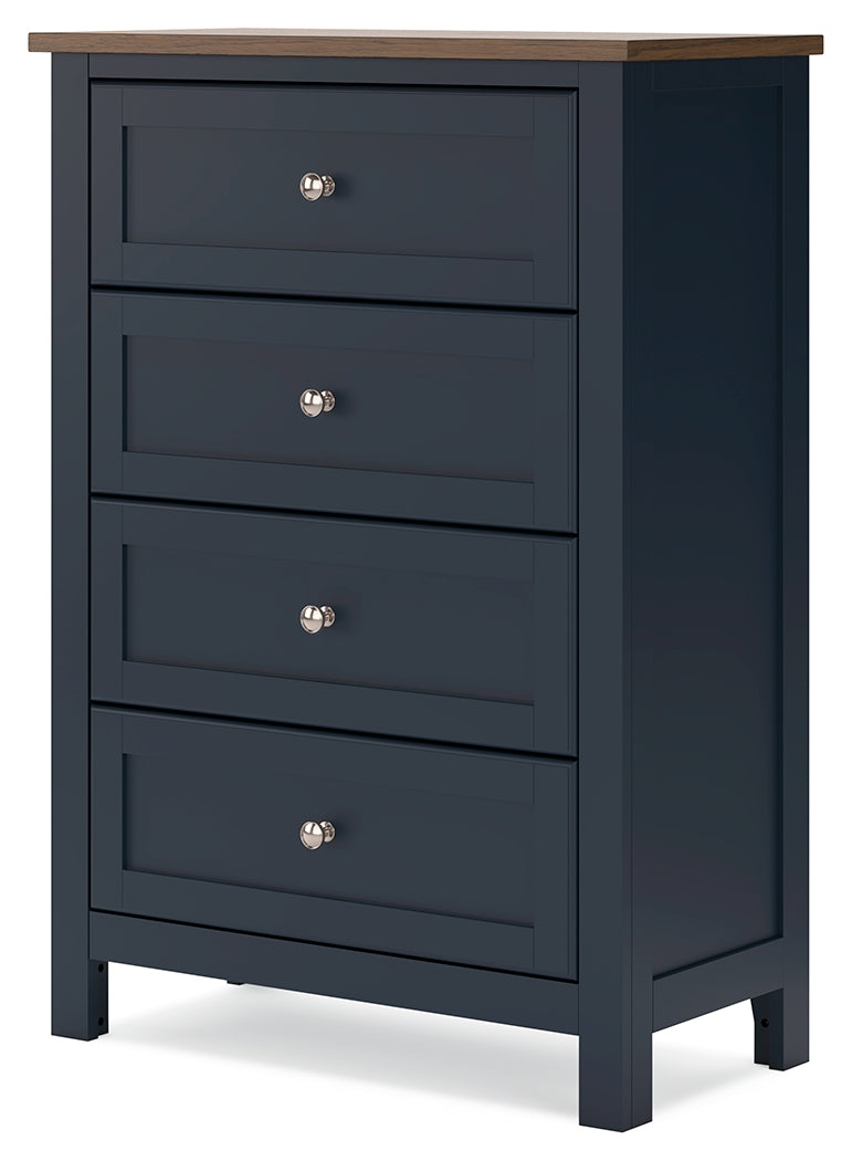 Landocken Brown/Blue Twin Panel Bedroom Set with Chest and Nightstand