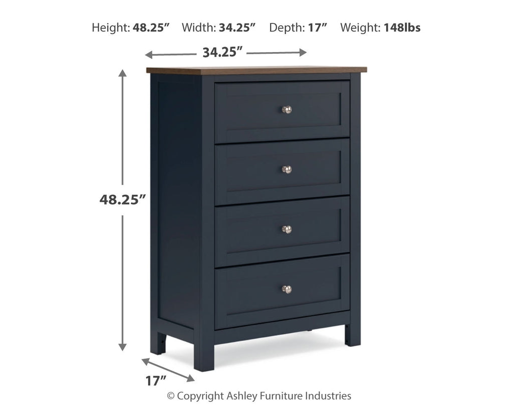 Landocken Brown/Blue Twin Panel Bedroom Set with Chest and Nightstand