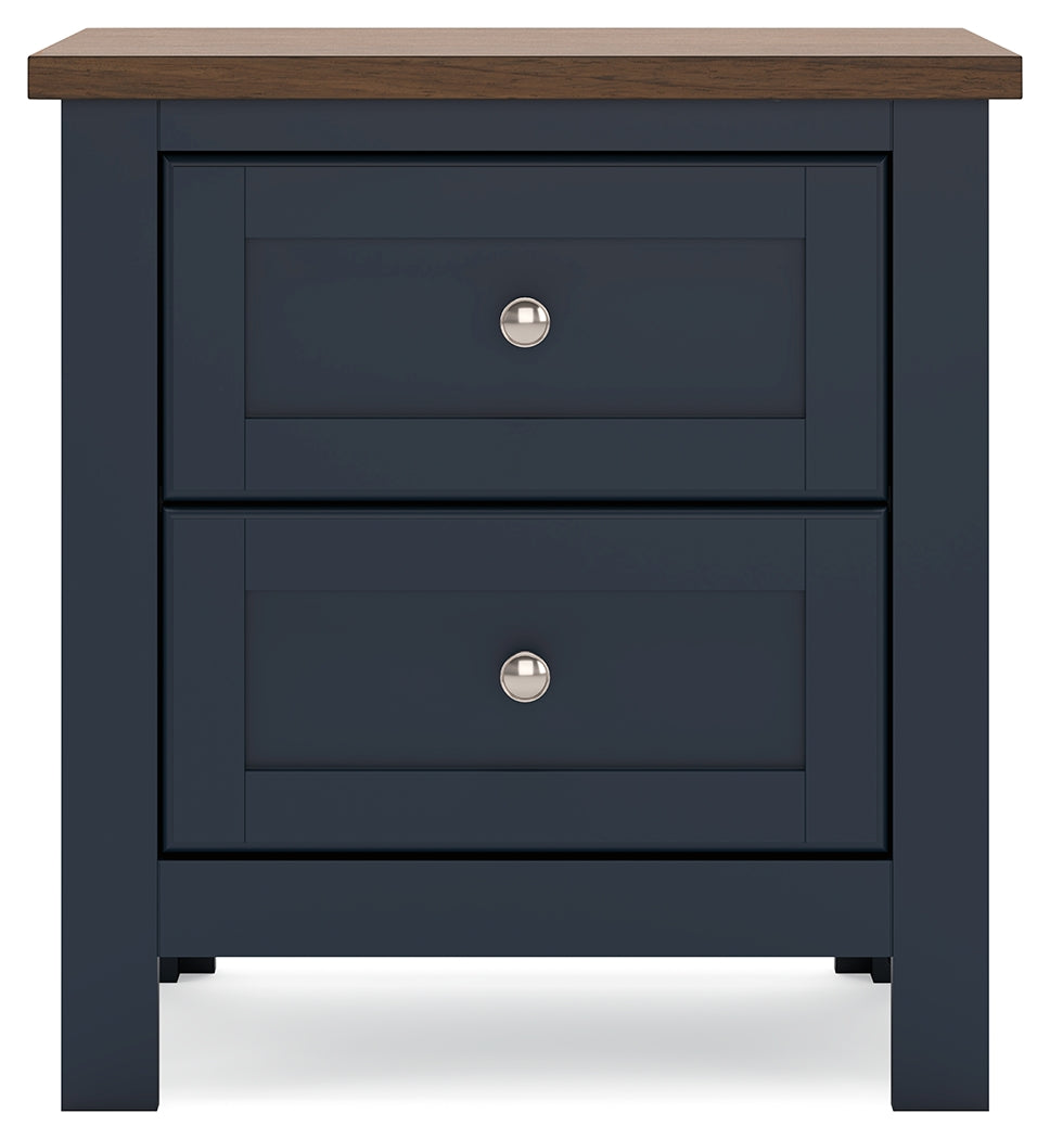 Landocken Brown/Blue Twin Panel Bedroom Set with Chest and Nightstand