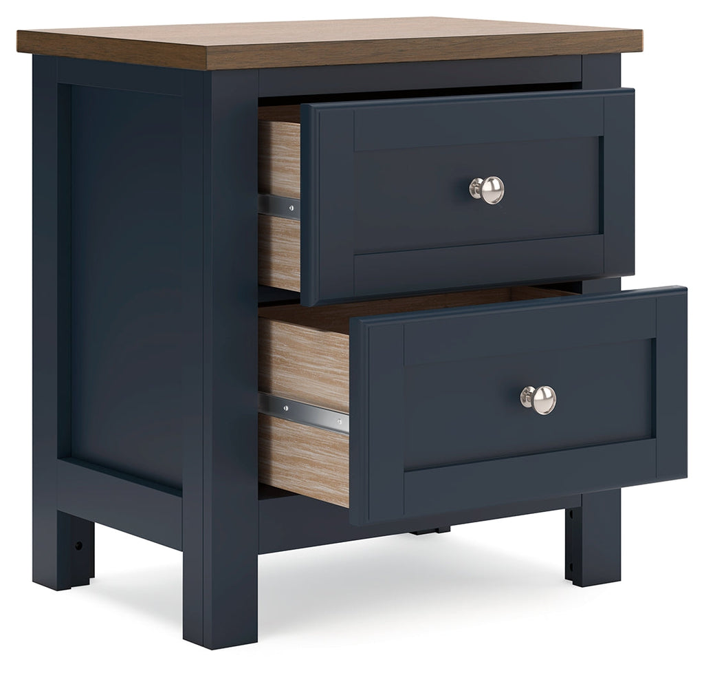 Landocken Brown/Blue Twin Panel Bedroom Set with Chest and Nightstand