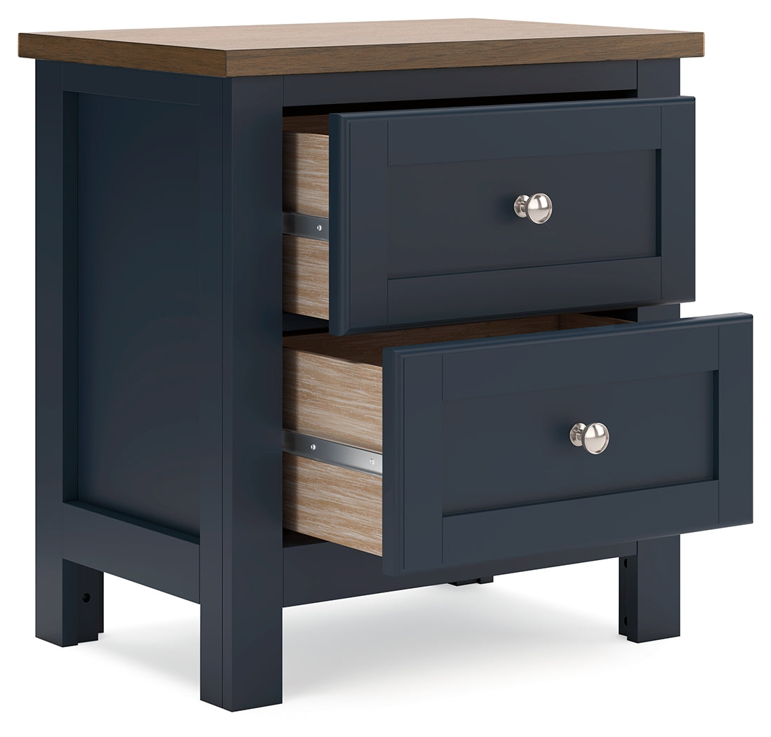 Landocken Brown/Blue Twin Panel Bedroom Set with Chest and Nightstand