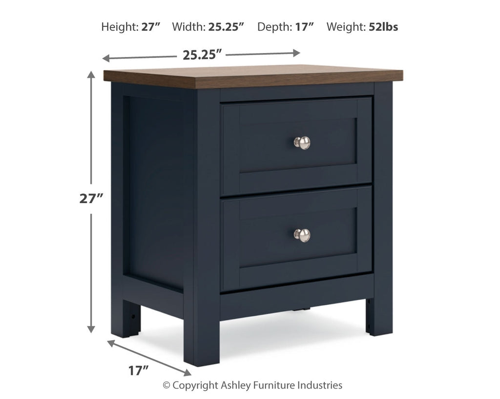 Landocken Brown/Blue Twin Panel Bedroom Set with Chest and Nightstand