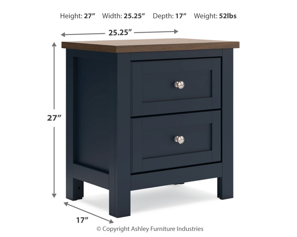 Landocken Brown/Blue Twin Panel Bedroom Set with Chest and Nightstand