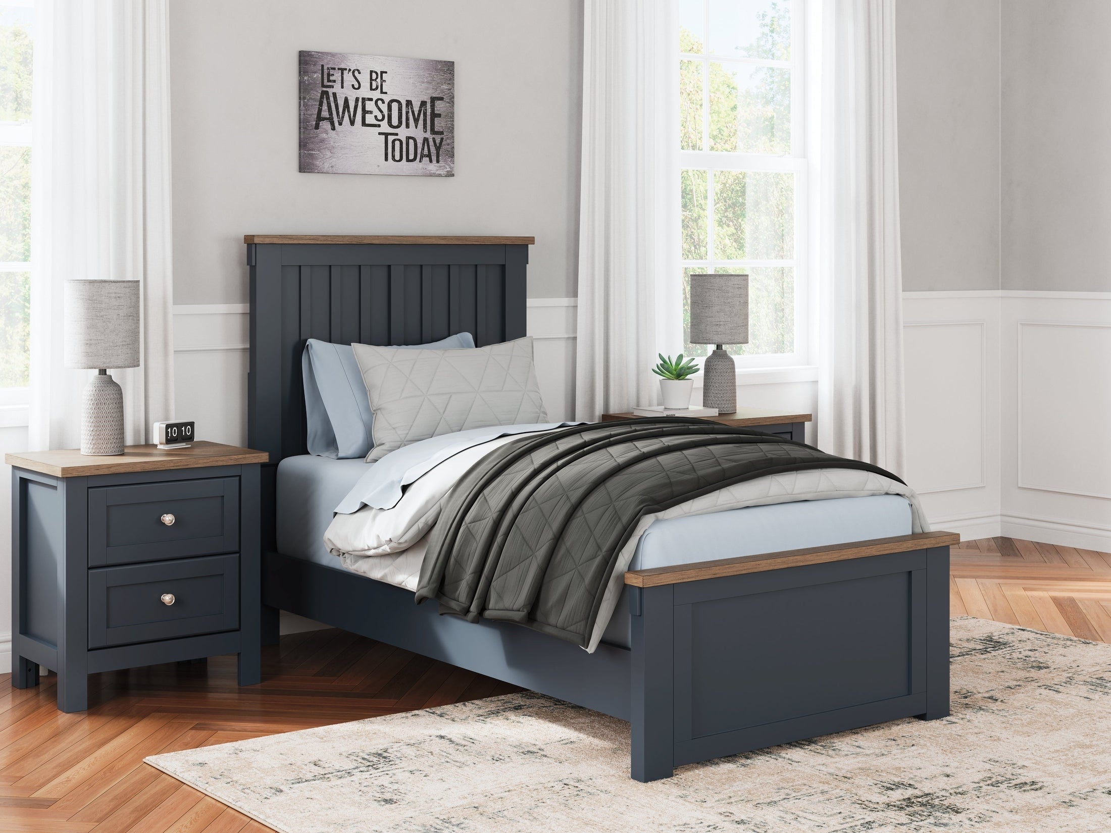 Landocken Brown/Blue Twin Panel Youth Bed