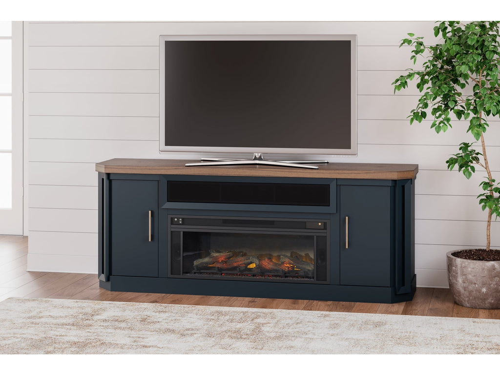 Landocken Two-tone 83" TV Stand with Electric Fireplace