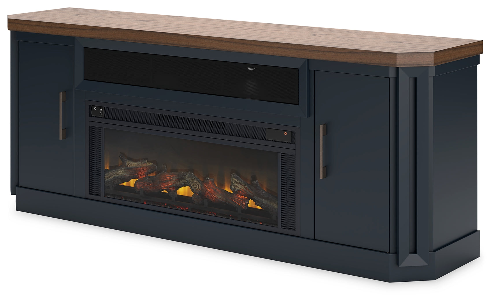 Landocken Two-tone 83" TV Stand with Electric Fireplace