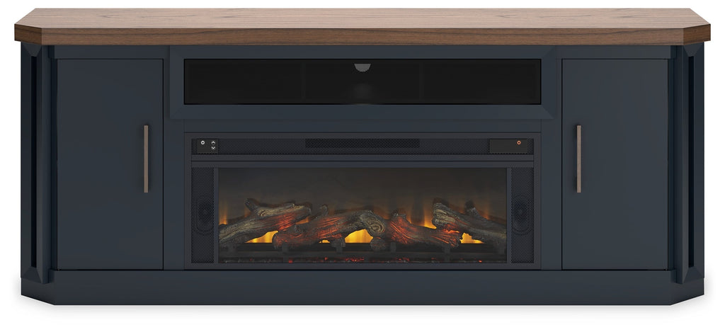 Landocken Two-tone 83" TV Stand with Electric Fireplace