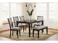 Langwest Brown Dining Table and 4 Chairs and Bench (Set of 6)