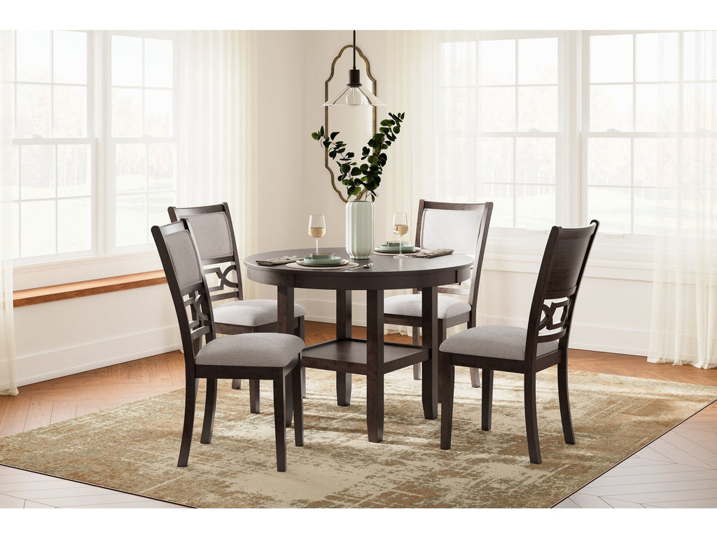 Langwest Brown Dining Table and 4 Chairs (Set of 5)