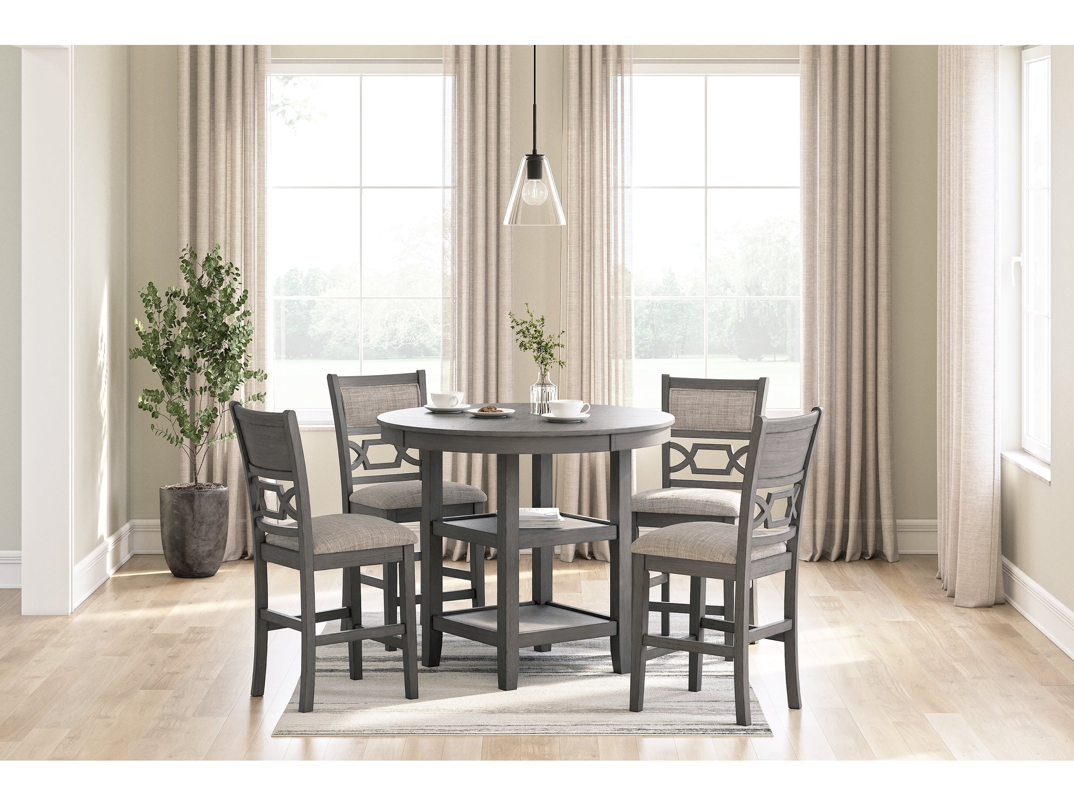 Wrenning Gray Counter Height Dining Table and 4 Barstools (Set of 5)