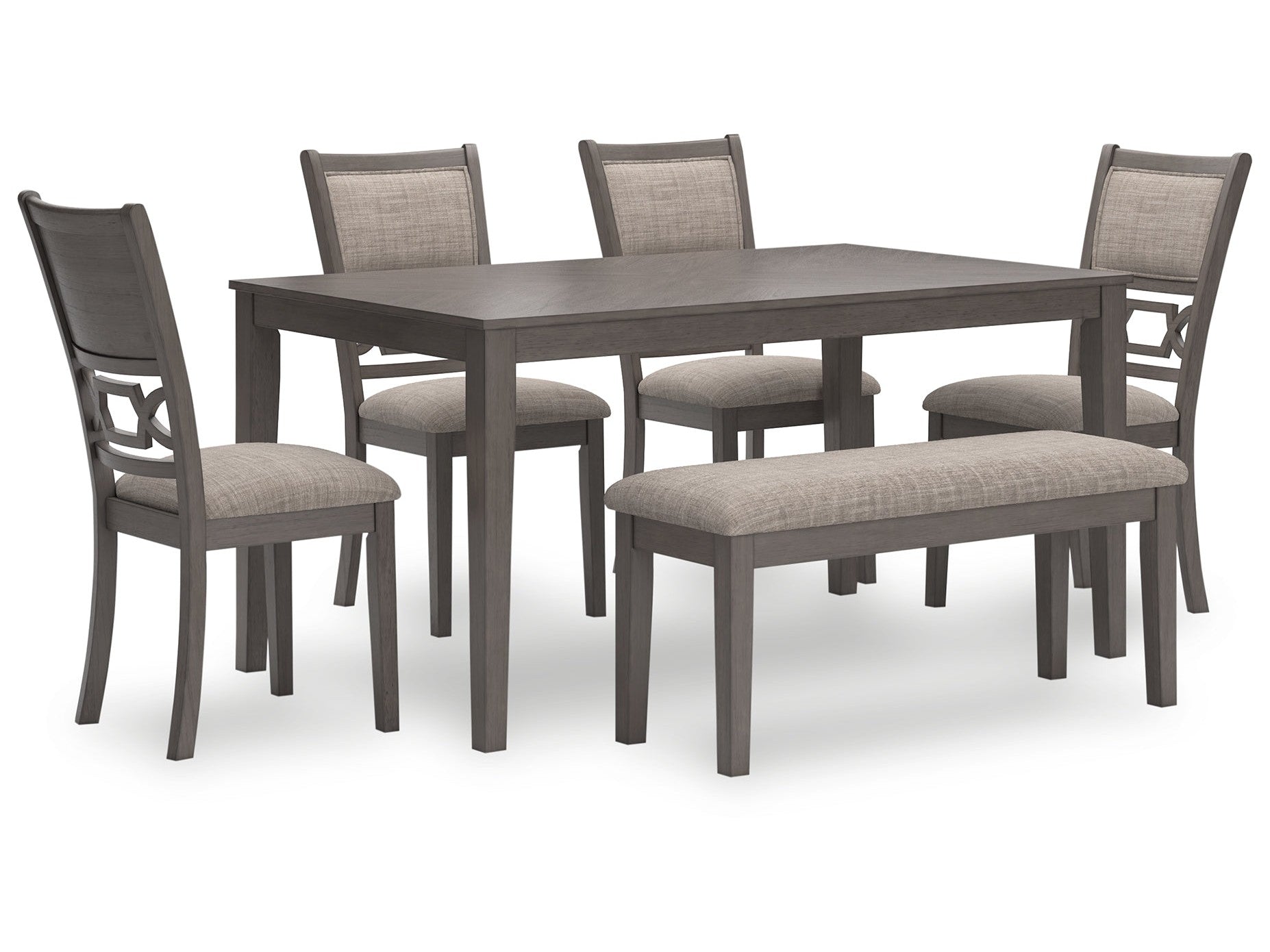 Wrenning Gray Dining Table and 4 Chairs and Bench (Set of 6)