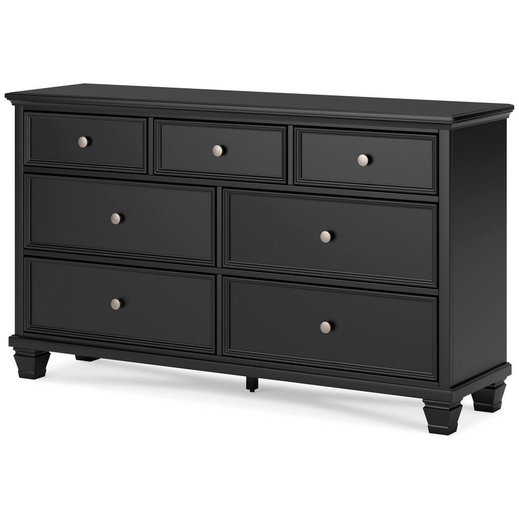 Lanolee California King Panel 6 Pc Bedroom Set w/ 2 Nightstands, Black