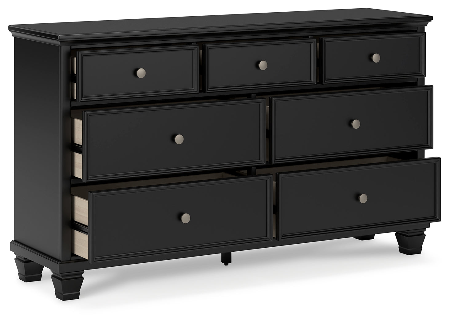 Lanolee California King Panel Bed, Dresser, Chest and 2 Nightstands, Black