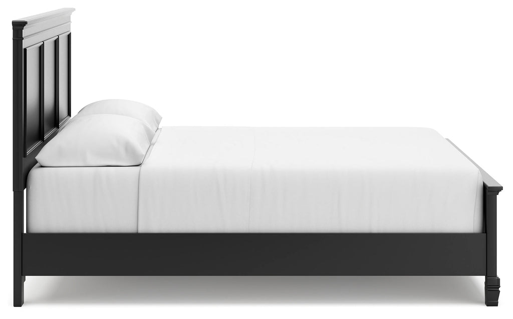 Lanolee California King Panel Bed, Dresser, Chest and 2 Nightstands, Black