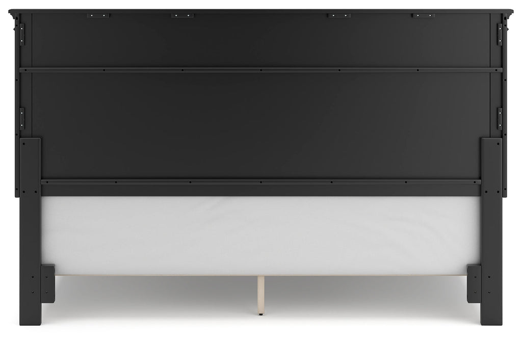 Lanolee California King Panel Bed, Dresser, Chest and 2 Nightstands, Black