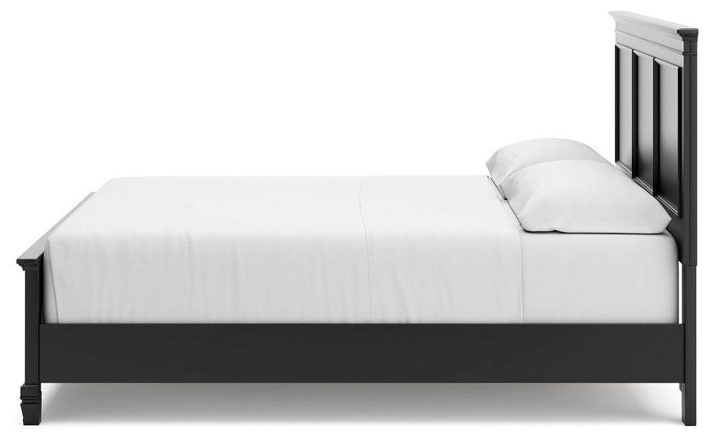 Lanolee California King Panel Bed, Dresser, Chest and 2 Nightstands, Black