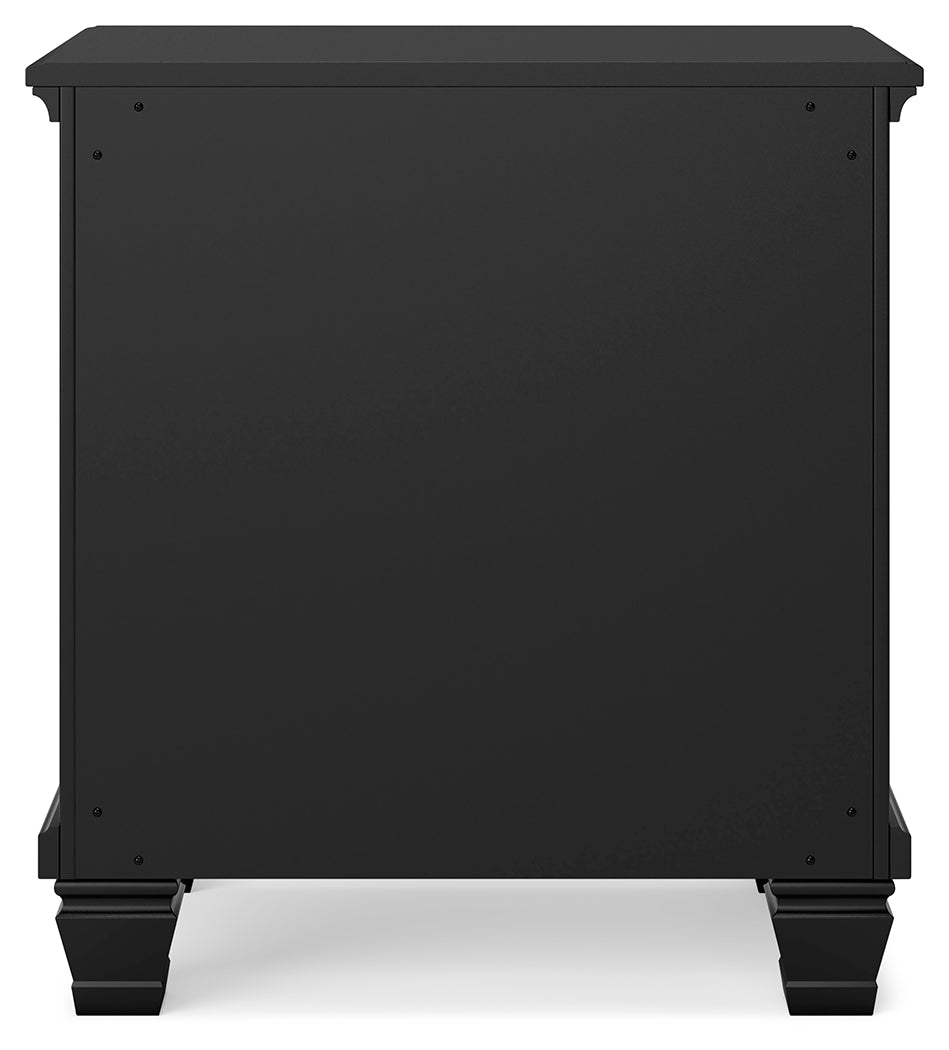 Lanolee California King Panel Bed, Dresser, Chest and 2 Nightstands, Black