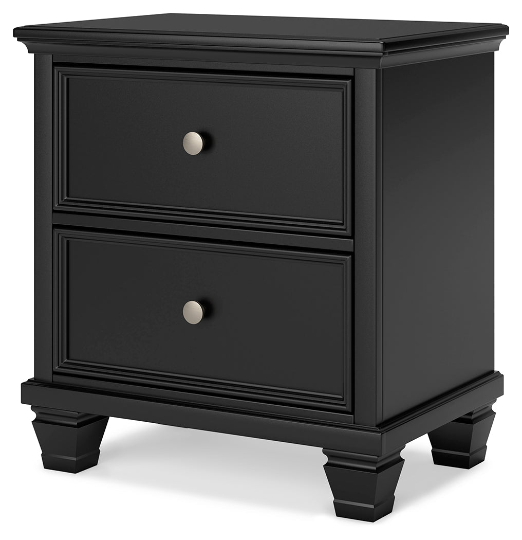 Lanolee California King Panel Bed, Dresser, Chest and 2 Nightstands, Black