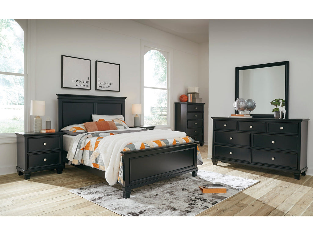 Lanolee Black Full Panel 5-Piece Bedroom Set w/ 2 Nightstands