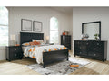 Lanolee Black Full Panel Bed with Mirrored Dresser and Nightstand