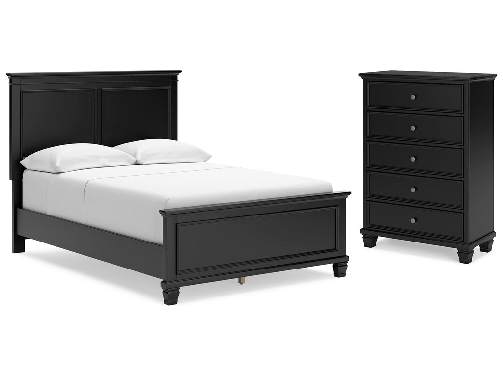 Lanolee Black Full Panel Bedroom Set with Chest