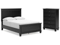 Lanolee Black Full Panel Bedroom Set with Chest