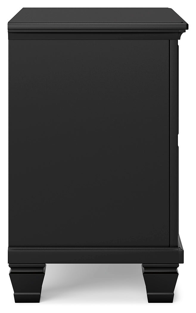 Lanolee King Panel Bed, Dresser, Mirror and Nightstand, Black