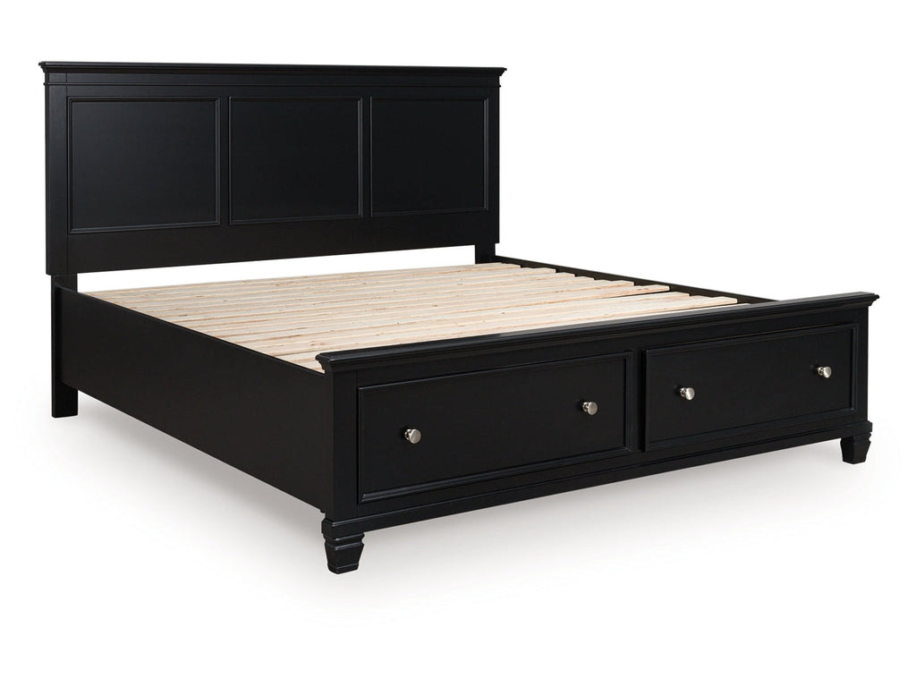 Lanolee Black King Panel Storage Bed