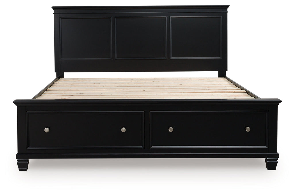Lanolee Black King Panel Storage Bed