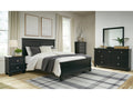 Lanolee Black Queen Panel 6-Piece Bedroom Set w/ 2 Nightstands