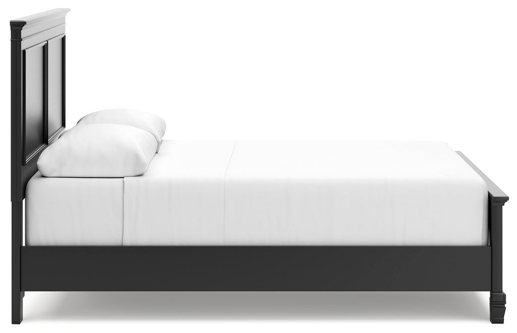 Lanolee Queen Panel Bed, Dresser, Mirror and Nightstand, Black