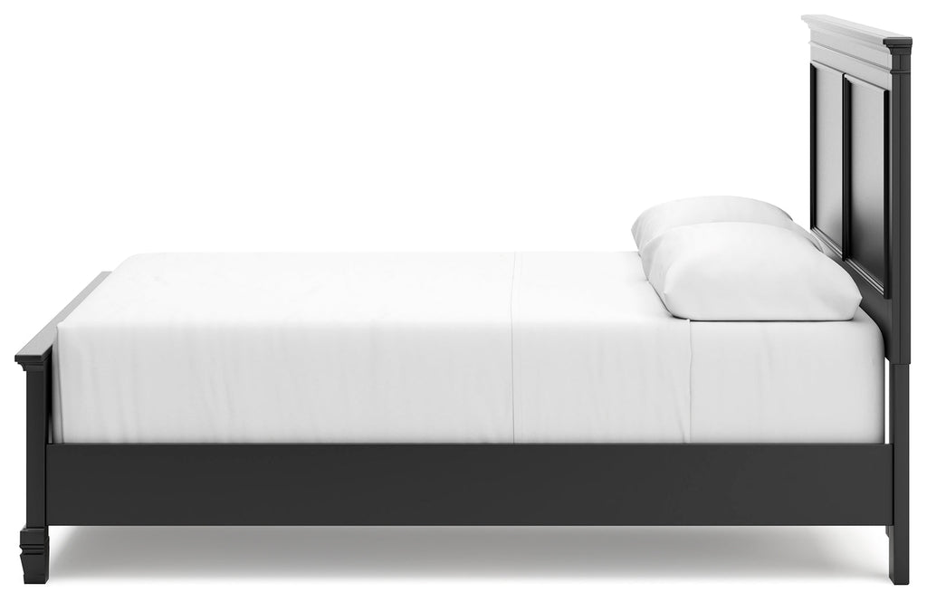 Lanolee Queen Panel Bed, Dresser, Mirror and Nightstand, Black