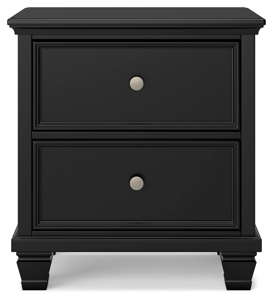 Lanolee Queen Panel Bed, Dresser, Mirror and Nightstand, Black