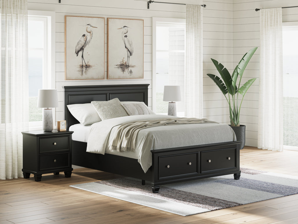 Lanolee Black Queen Panel Storage Bed