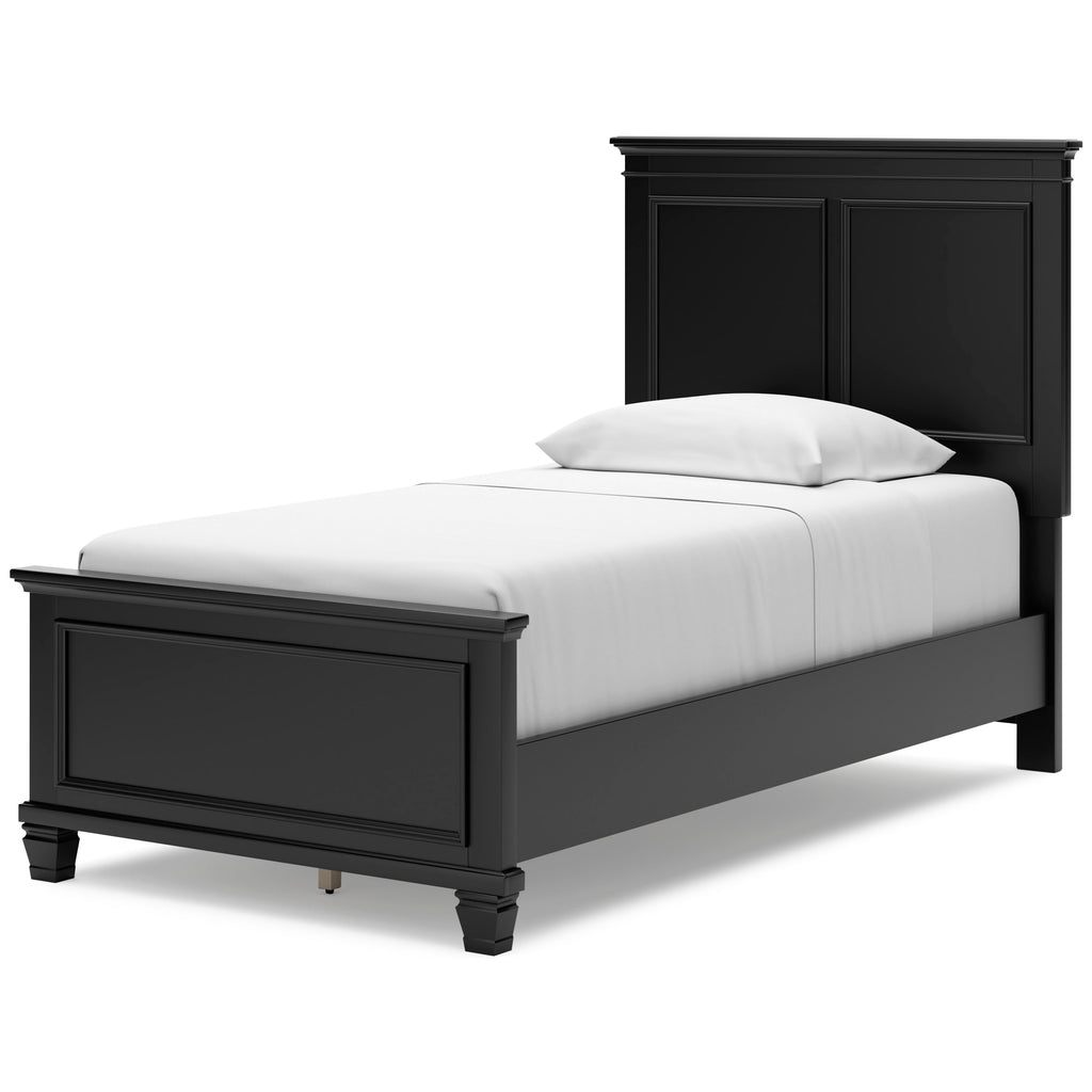 Lanolee Black Twin Panel 6-Piece Bedroom Set w/ 2 Nightstands