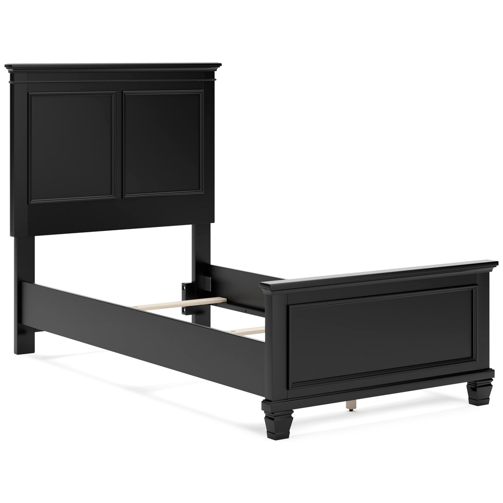 Lanolee Black Twin Panel 6-Piece Bedroom Set w/ 2 Nightstands