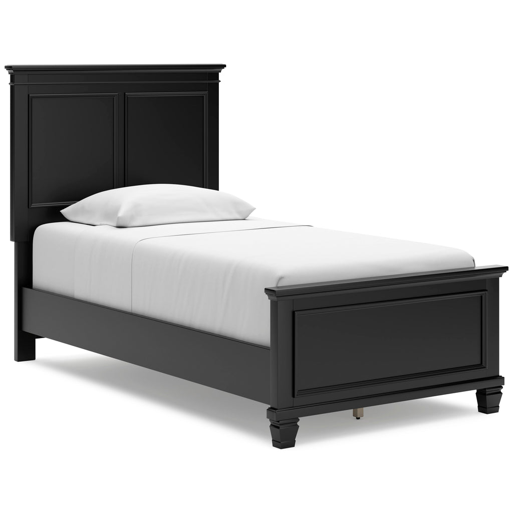 Lanolee Black Twin Panel 6-Piece Bedroom Set w/ 2 Nightstands