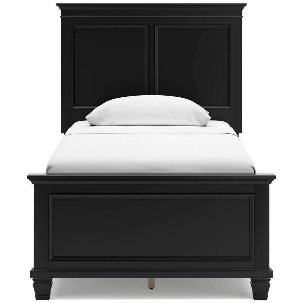 Lanolee Black Twin Panel 6-Piece Bedroom Set w/ 2 Nightstands
