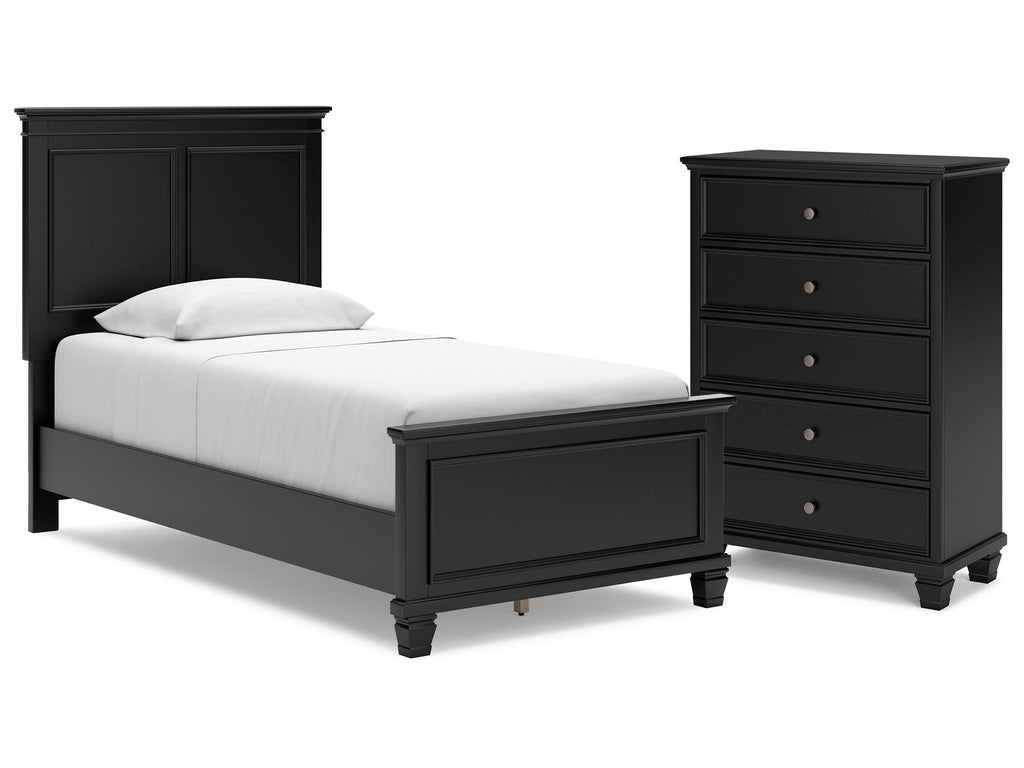 Lanolee Black Twin Panel Bedroom Set with Chest