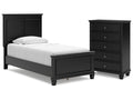 Lanolee Black Twin Panel Bedroom Set with Chest