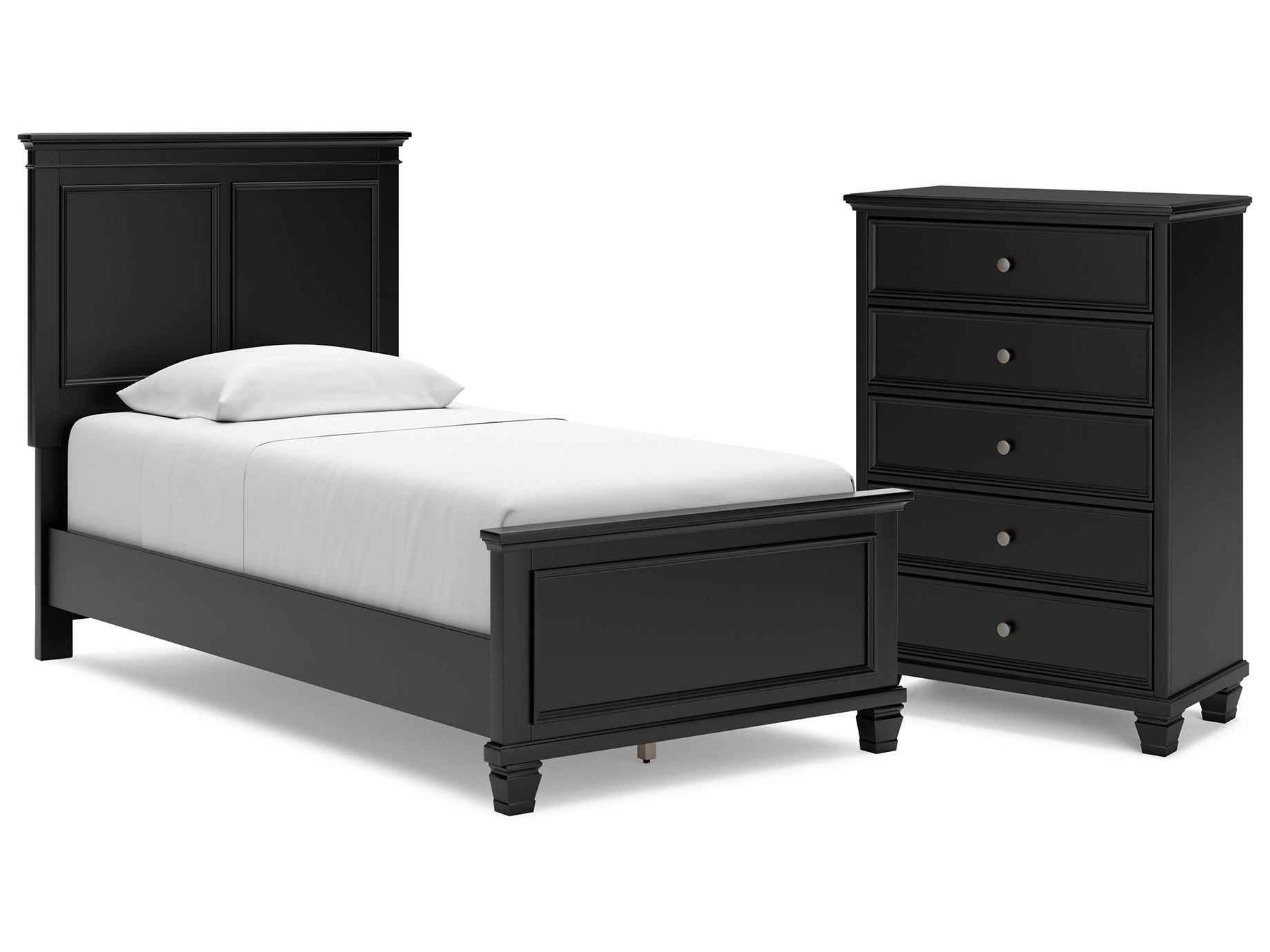 Lanolee Black Twin Panel Bedroom Set with Chest
