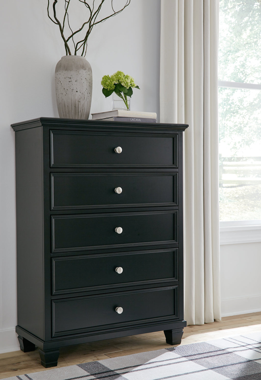Lanolee Black Twin Panel Bedroom Set with Chest