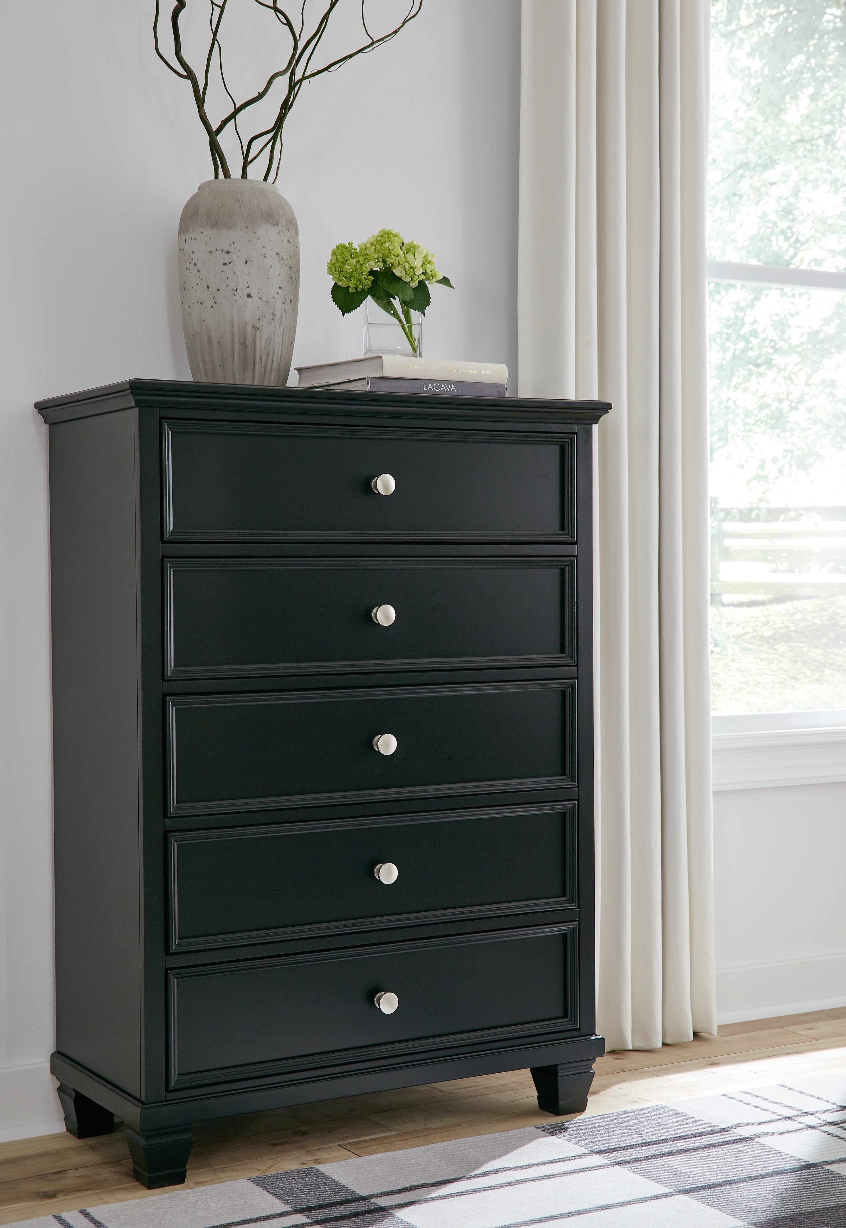 Lanolee Black Twin Panel Bedroom Set with Chest