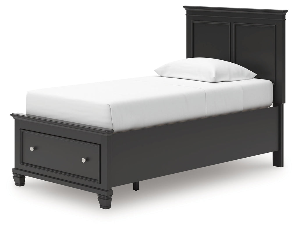 Lanolee Black Twin Panel Storage Bed