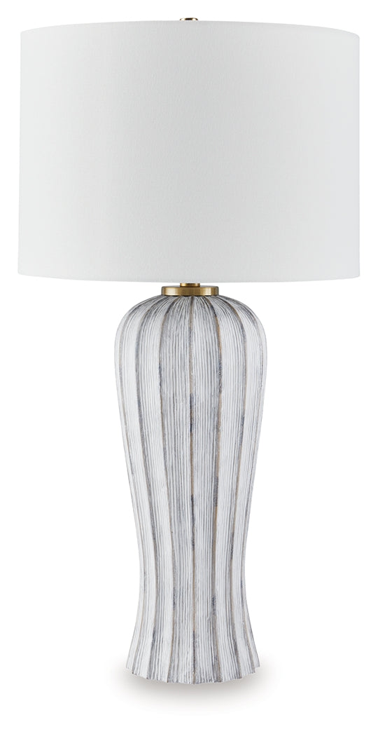 Lanwell Antique Gray Poly Table Lamp